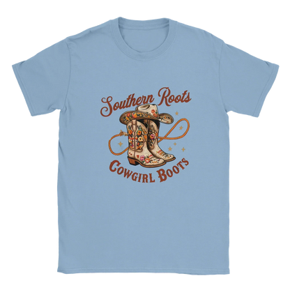 Southern Roots Cowgirl Boots-Light Blue-Unisex Heavyweight Cotton T-shirt
