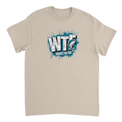WTF Where's The Fish whimsical fishing t-shirt in classic cotton fit with graphic design