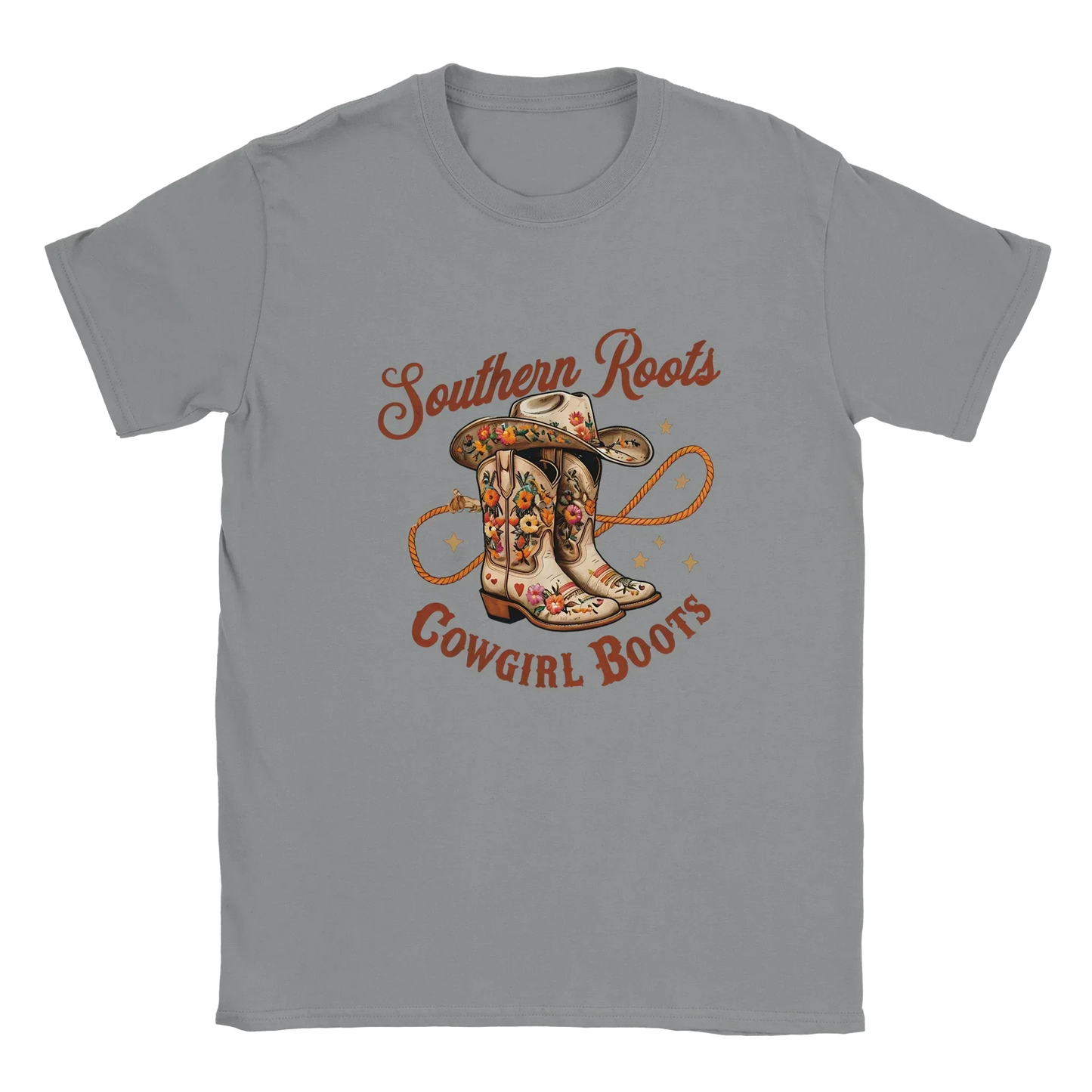 Southern Roots Cowgirl Boots-Sport Grey-Unisex Heavyweight Cotton T-shirt