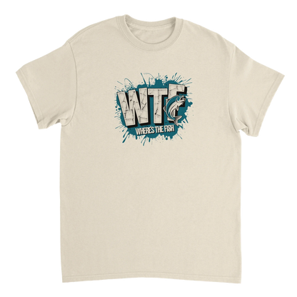 WTF Where's The Fish whimsical fishing t-shirt in classic cotton fit with graphic design on front